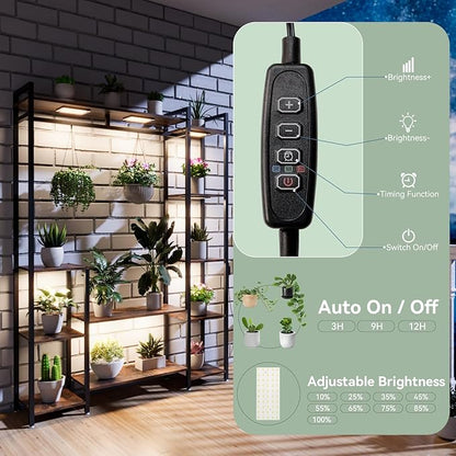 Plant Stand Indoor with Grow Lights 11 Tiered Wood Indoor Plant Shelf 62" Tall Plant Stand Metal Frame for Indoor Plants Multiple Flower Pot Holder, Large Plant Rack for Living Room Patio Corner