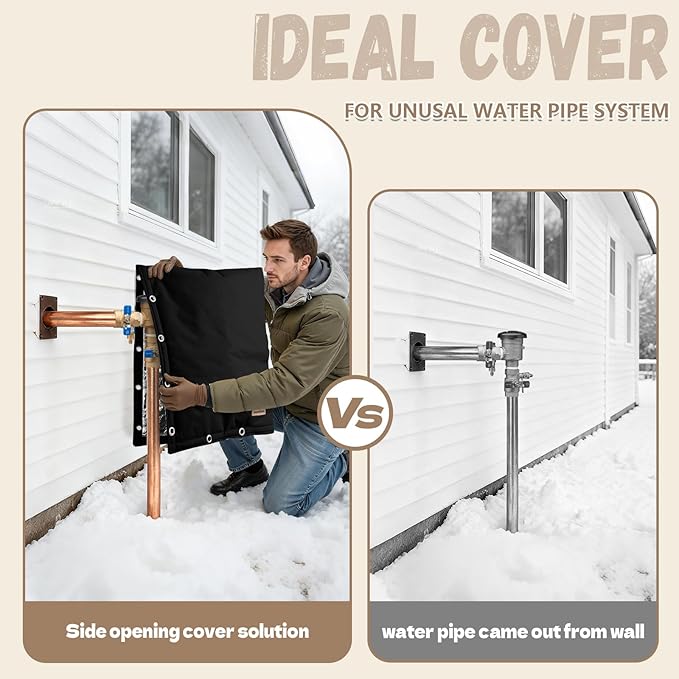 Backflow Preventer Insulation Cover - 2 Way Opening Pipe Insulation Cover for Irrigation Valve, Sprinkler Cover for Outside - Winter Freeze Protection Backflow Cover - 24" W x 24" H, Black
