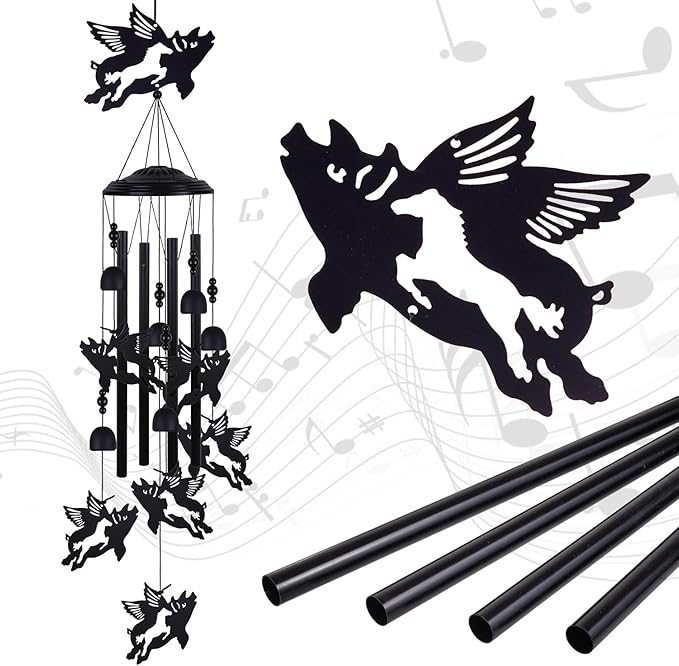 Flying Pigs Wind Chimes Outside Decorate, Memorial Wind Chimes, Wind Catcher, Mobile Flying Pig Wind Bells for Home, Yard, Tree, Patio, Garden Decoration, Gifts for Pig Lovers, Festival Gifts for Mom