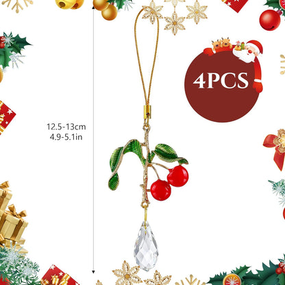 H&D HYALINE & DORA 4 Pcs Fruit Crystal Sun Catcher Rhinestone Cute Fruit Suncatcher with Crystals Prisms for Christmas Garden Home Decor