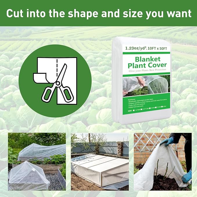 2 Pack Plant Covers Freeze Protection, 10ft x 50ft Frost Blanket for Plants Tree Blanket Cover, Freeze Protection Garden Covers for Outdoor Plants Winter or Floating Row Covers