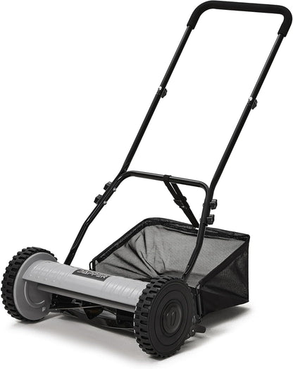 16" Push Reel Lawn Mower with Grass Catcher – Manual 5-Blade Hand Mower, Adjustable 3-Position Cutting Height (0.5"–1.75"), Lightweight & Eco-Friendly – 1-Year Warranty