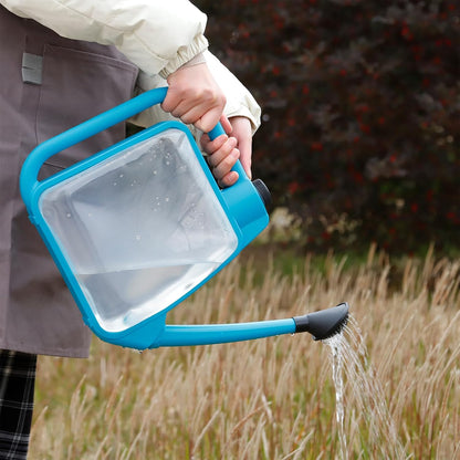 6L Foldable Clear Plastic Watering Can with Rotating Nozzle Long Spout Ideal for Indoor and Outdoor Gardening - Blue