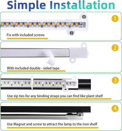 Grow Light Two Heads, Strip Growing lamp, Full Spectrum Grow Light Strips for Indoor Plants with Auto ON/Off Timer & 4 Dimmable Levels, Led Grow Lamp for Green House Hydroponics Succulent