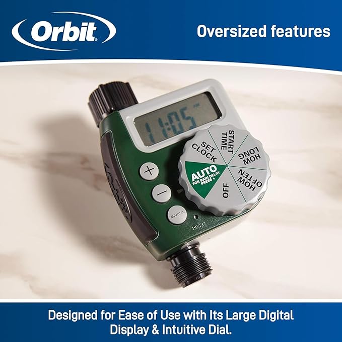Orbit 62061Z 1-Outlet Programmable Digital Hose Watering Timer & 3-in-1 Filter, Pressure Regulator