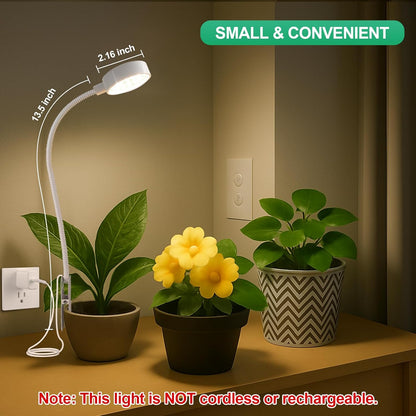 Pot Clip LED Grow Lights for Indoor Plants, Full Spectrum with 5-Level Dimmable, Auto On Off 4/8/12/18 Hrs Timer for Succulents, Small Plant, White, 5V, 2 Pack