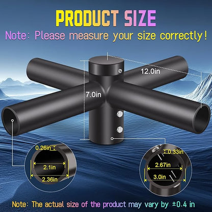 ledmo Mounting Bracket Tenon Adaptor for 4 Lights, Heavy Duty Dark Bronze Round Pole, 2-3/8" Slip Fitter Parking Lot Light Mount Quad 90° Spoke Extension Arm for LED Shoebox Street Area Light