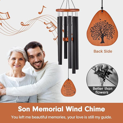 Memorial Sympathy Gifts for Loss of Son, 32" Memorial Wind Chimes for Loss of Son Sympathy Gifts, Remembrance/Bereavement Gifts for Loss of Son, Windchimes in Memory of Son