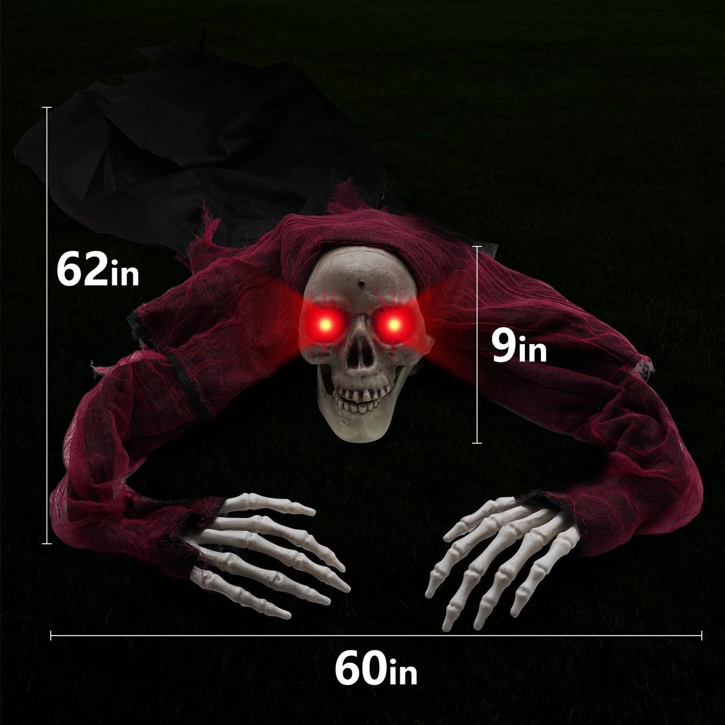 Halloween Outdoor Decor Animated Groundbreaker Zombie with Flashing Eyes and Creepy Sound for Halloween Yard,Lawn,Patio,Haunted House