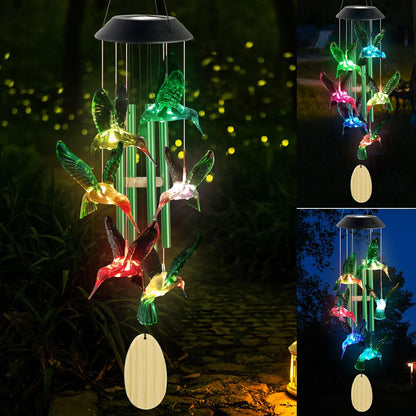 Hummingbird Solar Wind Chimes Outdoor, Father Gift, Birthday Gifts for Mother,Husband,Stepdad,Women,Grandma,Daughter,Aunt,Friend,Wife,Sister. dad and mom Gardening Gifts, Yard Decor