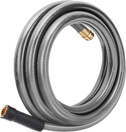 Worth Leader Short Garden Hose 3/4 in. x 10 ft. -Heavy Duty,Durable,Lightweight,Male to Female Fittings -No Kink Leakproof PVC Flexible Water Pipe -Brass Aluminum Ends for Household & Commercial-Gray