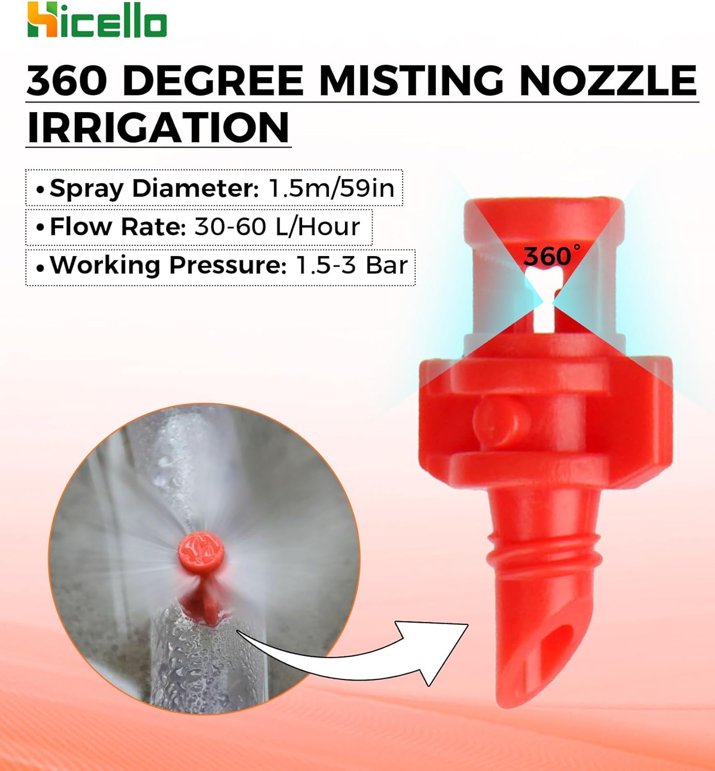 250PCS 360 Degree Misting Nozzle Irrigation, Sprinklers Sprayer for Garden Irrigation System, Micro Sprayer Refraction Automizing Drippers