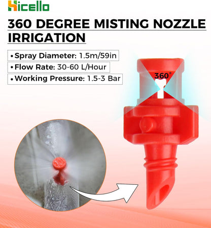 250PCS 360 Degree Misting Nozzle Irrigation, Sprinklers Sprayer for Garden Irrigation System, Micro Sprayer Refraction Automizing Drippers