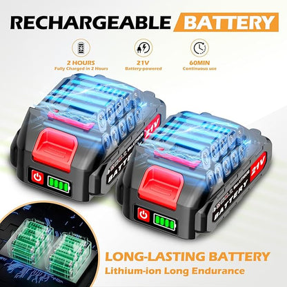 Cordless Hedge Trimmer, 2-in-1 Hedge Trimmer, Ultra Long Battery Life with Battery*2, high-Power and high-Capacity Grass Trimmer for Gardens, Yards and lawns, Including Charger