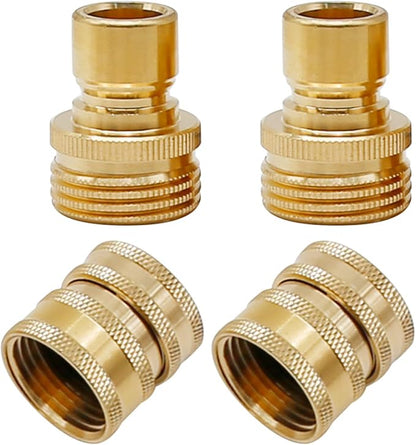 VIKKSAER 3/4 inch Garden Hose Quick Connect Water Hose Fittings, Thread Brass Water Hose Connectors (4PCS)