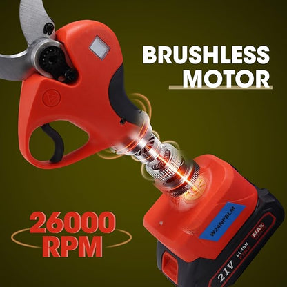 Electric Pruning Shears，2 inches (50mm) Cutting Diameter，Cordless Pruning Shears with LCD Display，2pcs 2000mAh Rechargeable Lithium Battery, 2pcs Upgraded SK5 blades