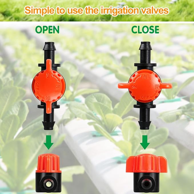 1/4 Inch Drip Irrigation Valves, 35 Pcs Drip Irrigation Shut Off Switch Valves for 1/4" Drip Irrigation Tubing, Water Flow Control Valve Drip Line Cut Off Valve for Drip Sprinkler Garden System