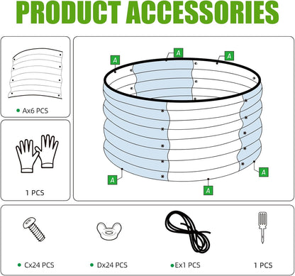 SnugNiture 3 Pcs 2x2x1ft Round Galvanized Raised Garden Bed Kit Outdoor, Metal Planter Box for Planting Plants Vegetables, White