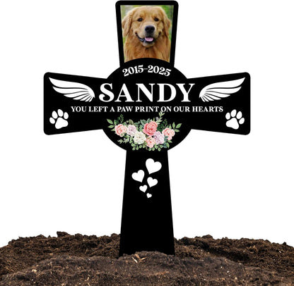 Pet Grave Marker Dog – Custom Dog Tombstones for Graves Outdoor with Name and Date, Dogs Memorial Cross for Graveyard or Garden, Weatherproof Pet Tombstone for Dogs