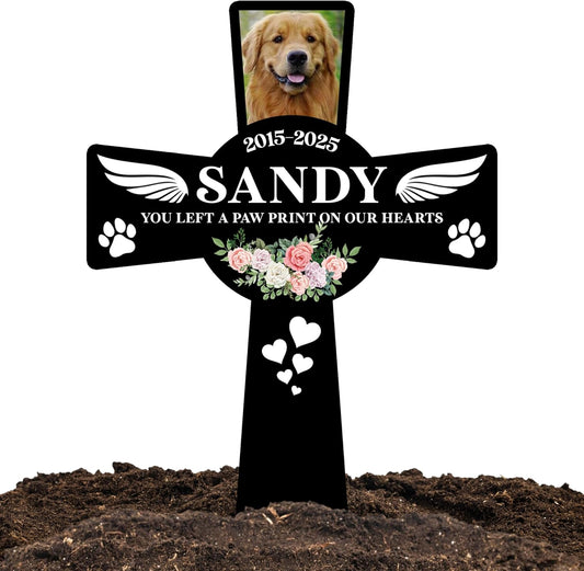 Pet Grave Marker Dog – Custom Dog Tombstones for Graves Outdoor with Name and Date, Dogs Memorial Cross for Graveyard or Garden, Weatherproof Pet Tombstone for Dogs