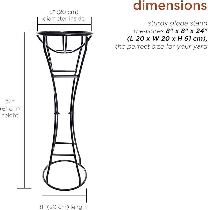 Alpine Corporation 24" Tall Indoor/Outdoor Metal Gazing Globe Display Stand, Black