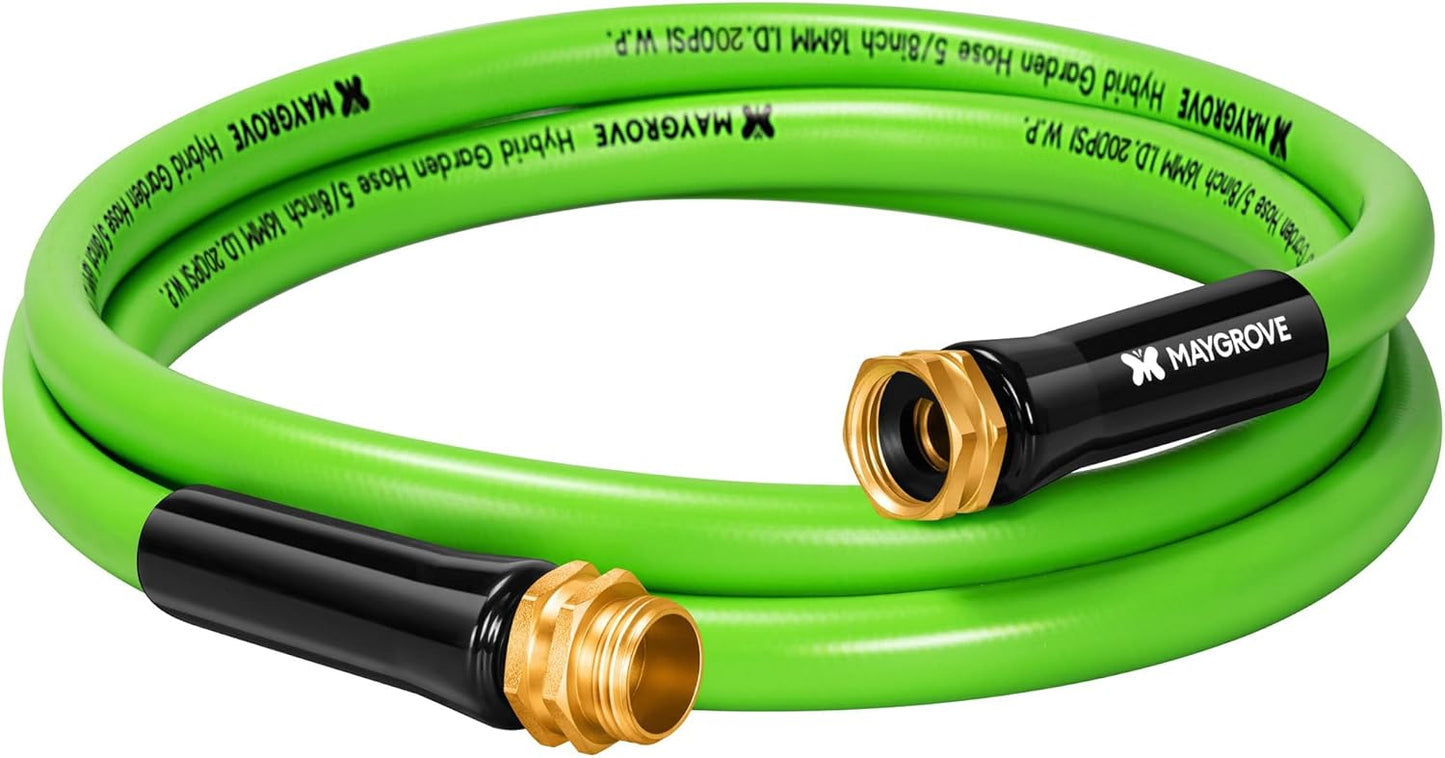 10 ft Garden Hose, 5/8 in ID, Heavy-Duty, Leakproof, Kink-Resistant Water Hose with Swivel Brass Fittings, 600 PSI Burst Rating, Ideal for Car Wash & Lawn Watering