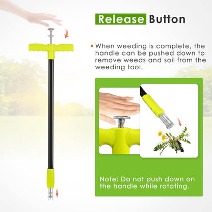 ORIENTOOLS 3 Claws Weed Puller Tool, Stand Up Weed Puller with Long Ergonomic Handle, Weed Puller Tool Stand Up Heavy Duty, Dandelion Picker, Garden Tools for Weeding, Weed Remover Tool for Lawn, Yard