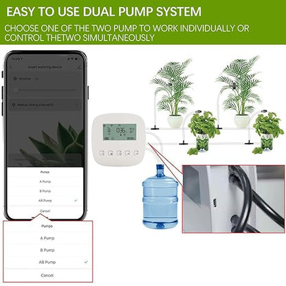 Automatic Drip Irrigation System, Plant Watering Devices with Timer, Plant Watering Devices for 20 Potted Plants, Indoor Outdoor Garden, Raised Beds, Greenhouse& Compatible with Alexa