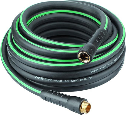 Hybrid Garden Hose 5/8 IN. x 50 FT, Heavy Duty, Lightweight, Flexible with Rotatable Grip Handle and Solid Brass Fittings