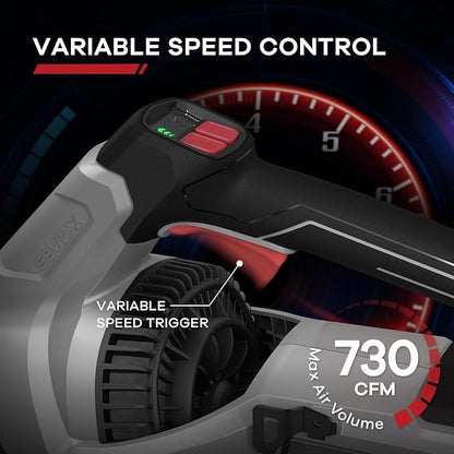 Enhulk 58V 730 CFM Leaf Blower, Brushless Motor, Cruise Control, Turbo Variable-Speeds, CoolBlast Tech, 2.5AH Battery and Charger Included