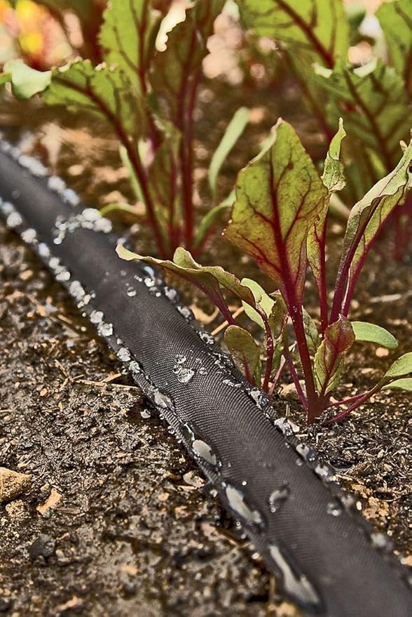 Rocky Mountain Goods 75-Foot Flat Soaker Hose - Heavy Duty Double Layer Design - Saves 70% Water - Consistent Drip Throughout Hose - Garden/Vegetable Safe