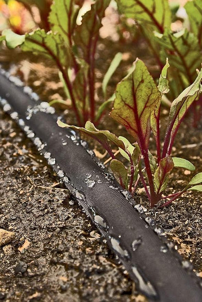 Rocky Mountain Goods 75-Foot Flat Soaker Hose - Heavy Duty Double Layer Design - Saves 70% Water - Consistent Drip Throughout Hose - Garden/Vegetable Safe