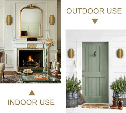 Modern LED Outdoor Wall Lights 7" Cylinder Up and Down Exterior Lighting Fixtures Handmade Gold Outdoor Wall Sconce Wall Mount on Any Direction