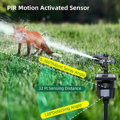 Solar Motion Activated Sprinkler with Day & Night Detection Modes Repellent Detector for Garden Outdoor Waterproof