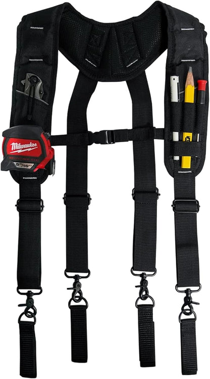 KUNN Tool Belt Suspenders Padded Carpenter Construction Electrician Work Suspender with Attachment Loops for Men,Black