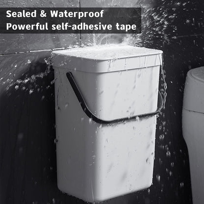 stonespace Hanging Trash Can, 3.2 Gallon/12L Small Waste Bin with Lid for Kitchen Cabinet Door or Under Sink, Bathroom Trash Bin with Lid, Food Waste Bin, 1 Pack White