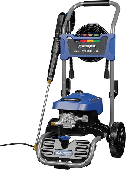 Westinghouse WPX2300e Electric Pressure Washer, 2300 Max PSI and 1.76 Max GPM, Induction Motor, Onboard Soap Tank, Spray Gun and Wand, 5 Nozzle Set, for Cars/Fences/Driveways/Homes/Patios/Furniture