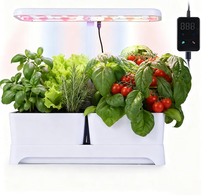 Indoor Garden Led Grow Light, Full Spectrum LED Grow Lamp for Indoor Plants with Intelligent Controller, Height Adjustable, Ideal for Home Desk Plant Lighting (White, 16 * 6.3 * 7.1 inch)