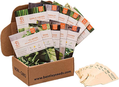 Bentley Seed Garden Variety Pack - Non-GMO Heirloom Vegetable Seeds for Planting - Assorted Herb Collection - 11 Herb Packets