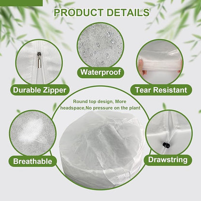 3PCS Plant Covers Freeze Protection, 47" X 31.5" Round Top Winter Zipper Plant Covers with Drawstring, Plant Protection Cover Bags, Frost Blankets Frost Cloth for Fruit Tree Potted Plants
