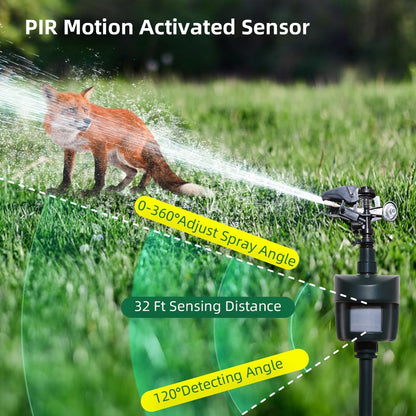 Motion Activated Sprinkler with Day & Night Detection Modes Repellent Detector for Garden Outdoor Waterproof