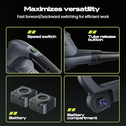 Battery Leaf Blower 550 CFM 240 MPH, Electric Leaf Blower Cordless with 2X 6000mAh Battery, Lightweight, High Power, Portability, Lawn Blower for Gardeners of All Abilities