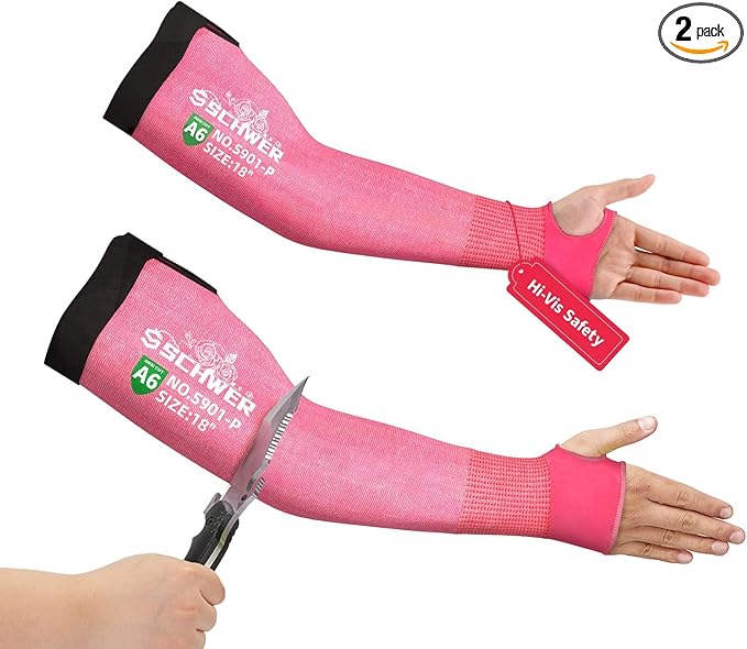 Schwer AIR-SKIN ANSI A6 Cut Resistant Arm Sleeves for Men & Women S901-P, Non-PFAS Arm Protectors for High Risk Work, UPF50+ UV Protection Cooling Gardening Sleeves for Farming, Lightweight Breathable