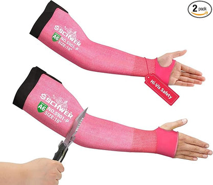 Schwer AIR-SKIN ANSI A6 Cut Resistant Arm Sleeves for Men & Women S901-P, Non-PFAS Arm Protectors for High Risk Work, UPF50+ UV Protection Cooling Gardening Sleeves for Farming, Lightweight Breathable