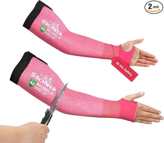 Schwer AIR-SKIN ANSI A6 Cut Resistant Arm Sleeves for Men & Women S901-P, Non-PFAS Arm Protectors for High Risk Work, UPF50+ UV Protection Cooling Gardening Sleeves for Farming, Lightweight Breathable