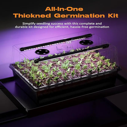 60-Cell Self-Watering Seed Starter Tray with Grow Light, Seed Starter Kit with 4.07” Humidity Dome, Indoor Seedling Starter Tray, Seed Starting Trays for Plant Germination, Seeds Growing