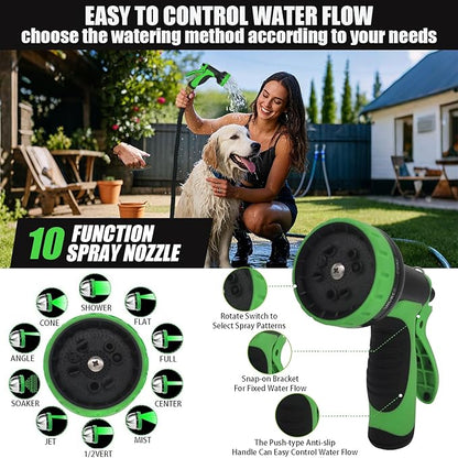 Expandable Garden Hose - 50 ft with 10 Function Nozzle Sprayer, Lightweight Flexible Water Hose with Durable Collapsible Latex Core & Solid Brass Fittings, 50ft Retractable Stretch Hose