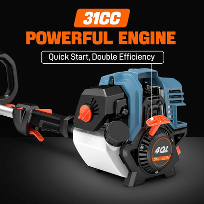 SENIX 31cc 4-Cycle Gas Weed Wacker, 18" String Trimmer Lightweight (20% Lighter Engine) with Rapid Reload Trimmer Head for Lawn & Yard - GTS4QL-M2