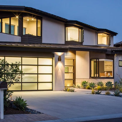 Up and Down Lights Outdoor, Modern Gold LED Outdoor Wall Lights Fixture in 2 Lights, 7 inch Cylinder Exterior Light Fixture Wall Mount for Porch Patio Garage House Entryway