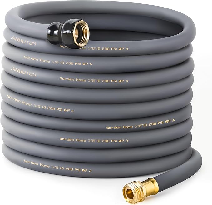 Garden Hose 5/8" x 100ft - No-Kink Flexible Water Hose 600 PSI Burst Pressure, Lightweight & Durable for Yard, Car Wash, Pets Gray